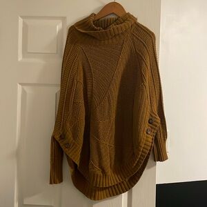 Anthropologie mustard turtleneck 3/4 length sweater